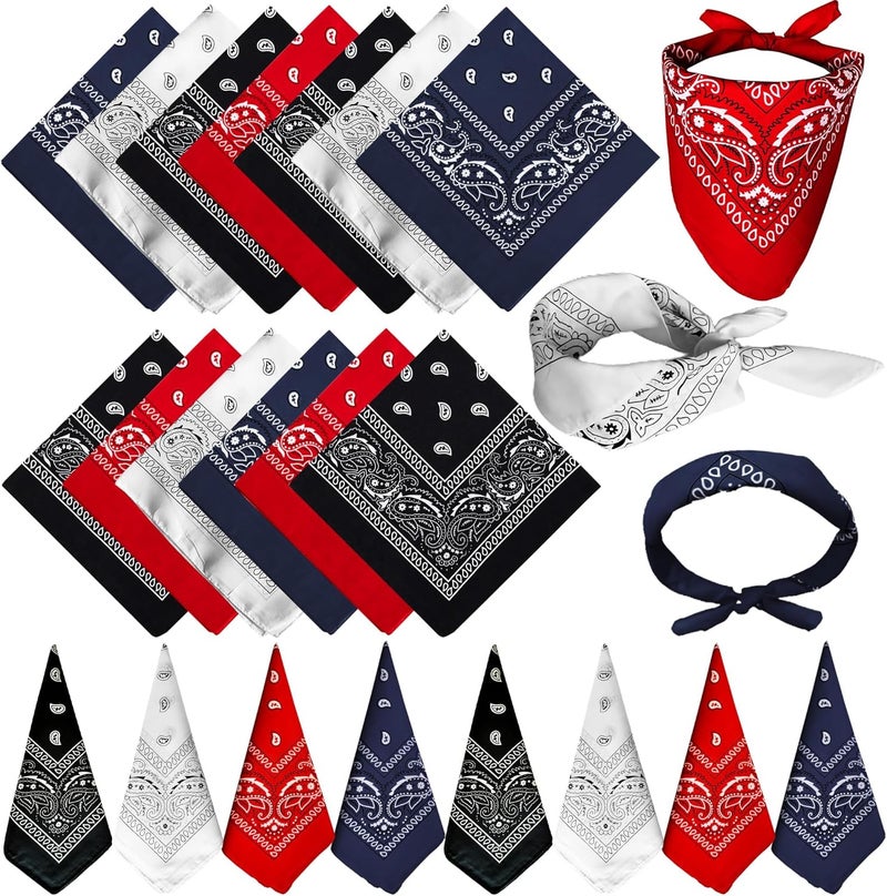 TFengfly 24 Pack Paisley Bandanas Bulk Unisex Cowboy Bandanas Head Scarf Necktie Face Cover - Image 1